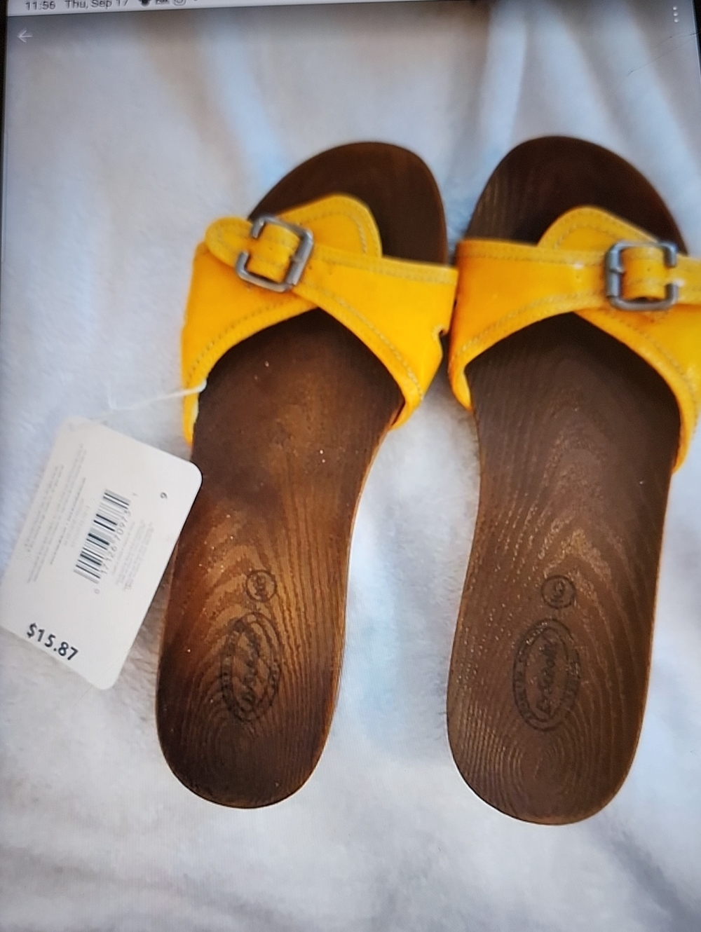 Dr. Scholl's Yellow Buckle Crossband Slide Sandals
